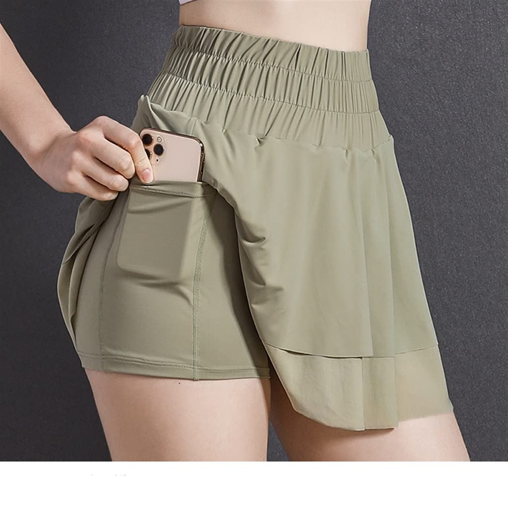 AFPSDLFJDLS Women's Sports Shorts 2 in 1 Yoga Mesh Paneled Fitness Running Breathable Sportswear