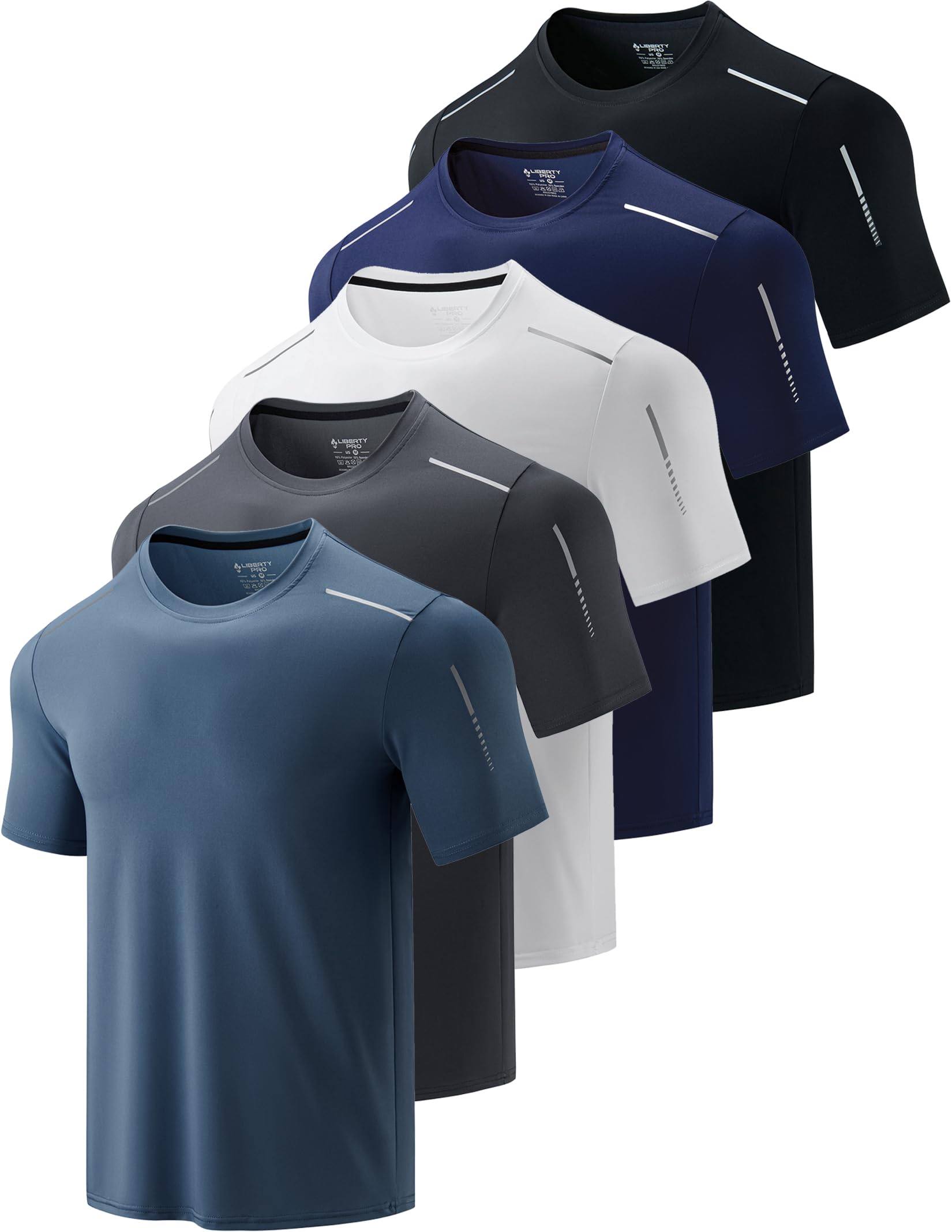 Men’s 5-Pack Quick-Dry Athletic Training T-Shirts