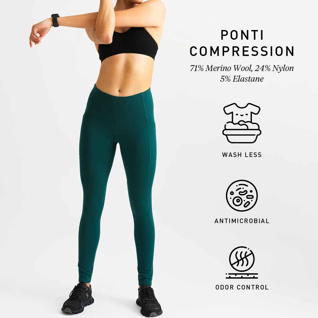 IBEX Women’s Lizzi Wool Thermal High-Waist Leggings with Pockets