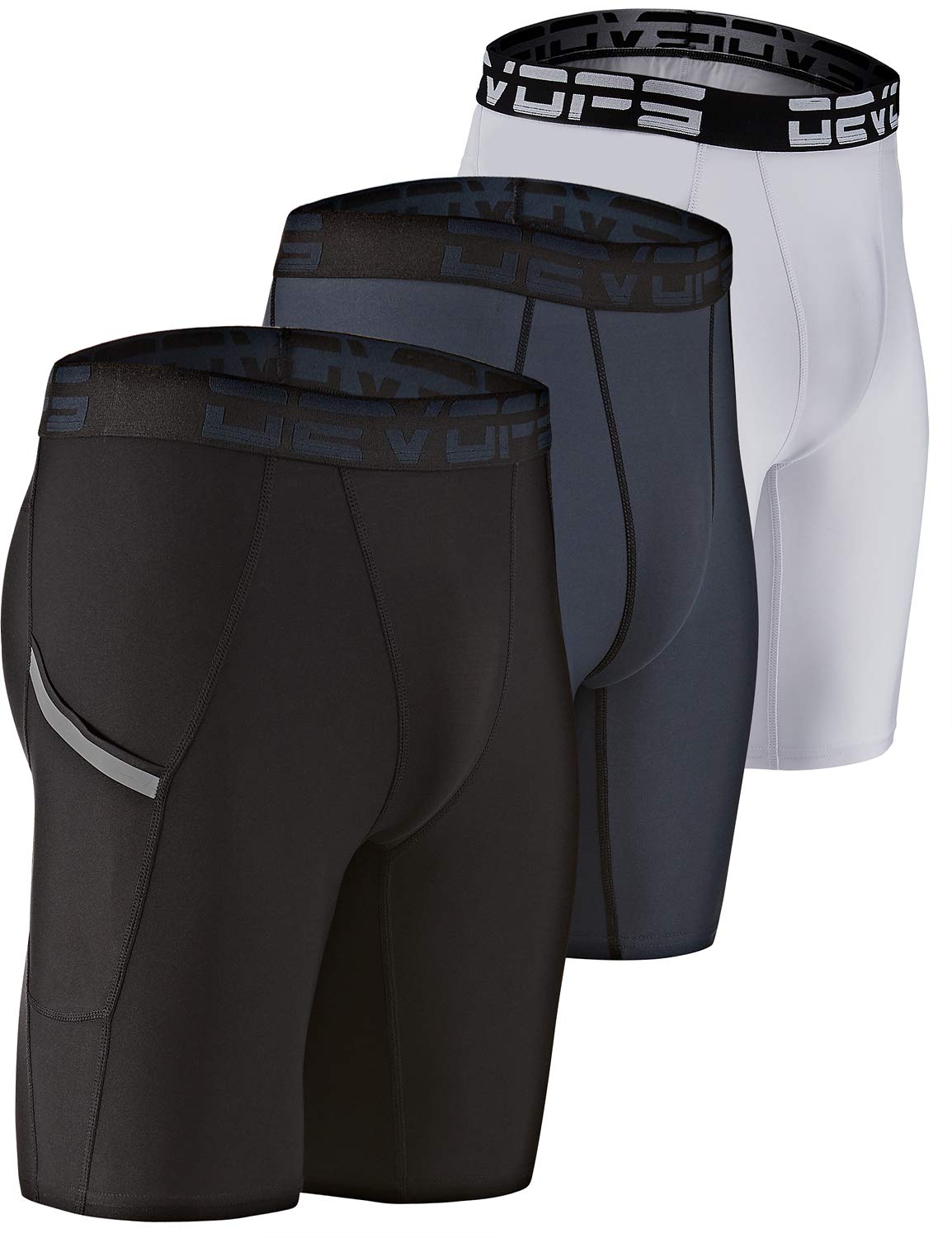 DEVOPS 3 or 5 Pack Men's Compression Shorts with Pocket/Non-Pocket