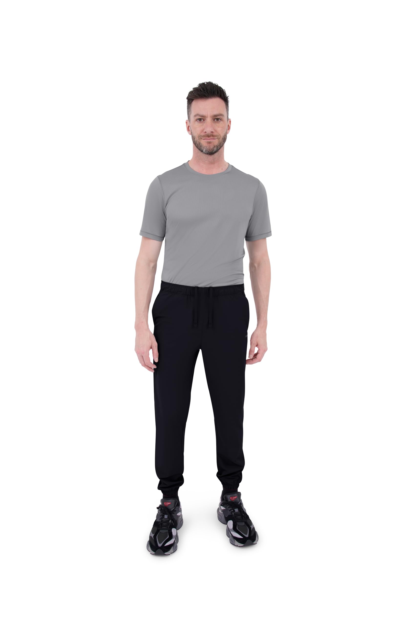 Skora Men's Woven Stretch Running Joggers with Back Zip and Side Pockets