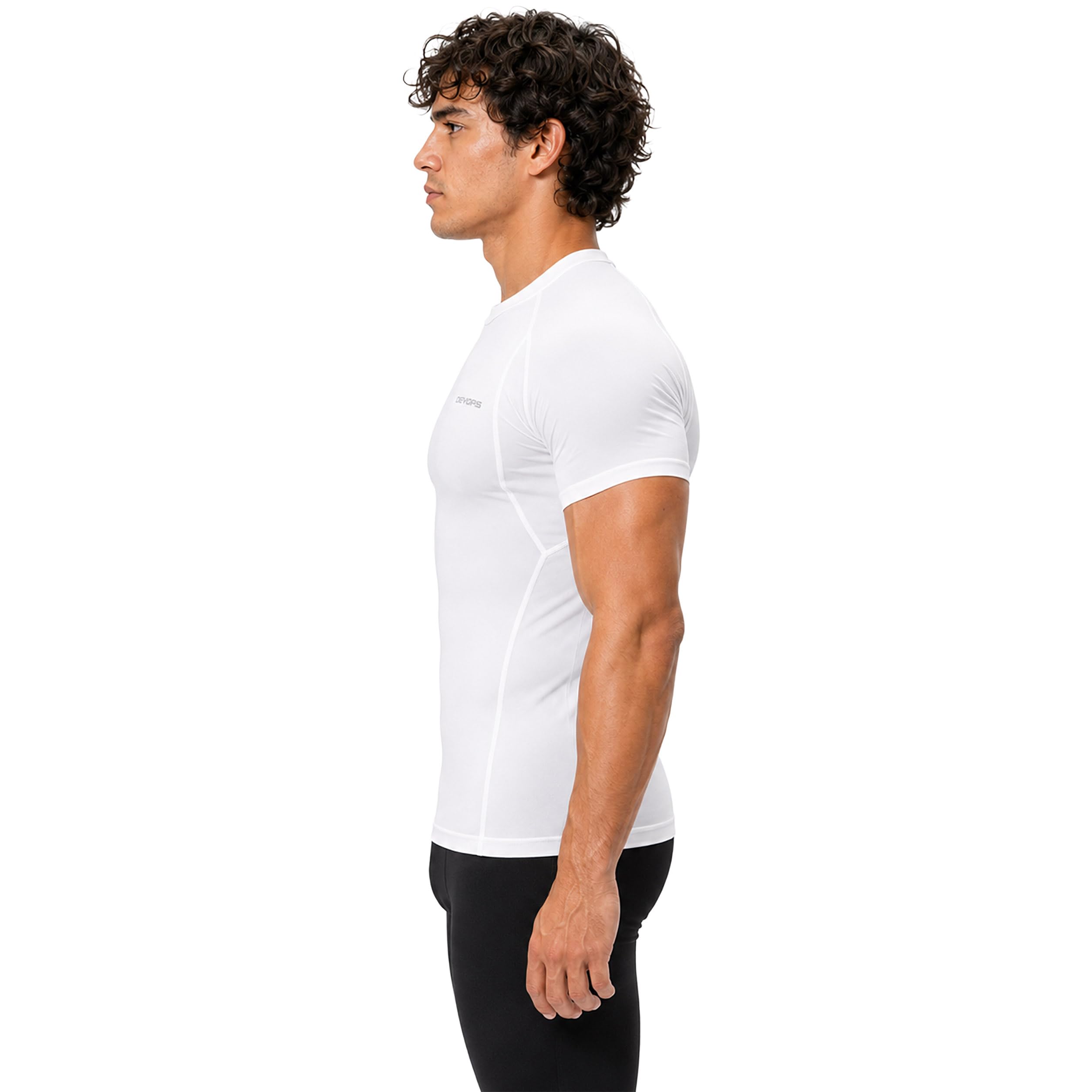 DEVOPS 3 Pack Men's Cool Dry Compression Baselayer Short Sleeve Shirts Top