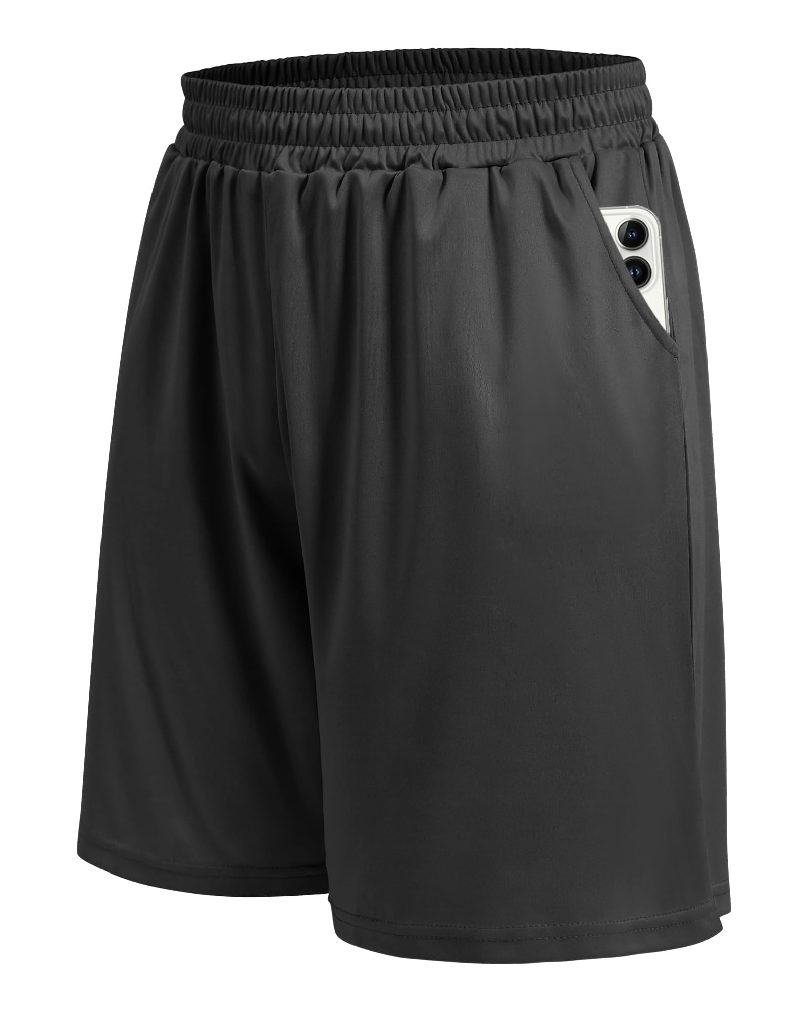 5 Pack Athletic Gym Mens Shorts - Workout Black Quick Dry Basketball Shorts