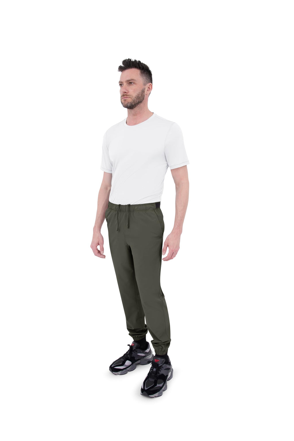Skora Men's Woven Stretch Running Joggers with Back Zip and Side Pockets