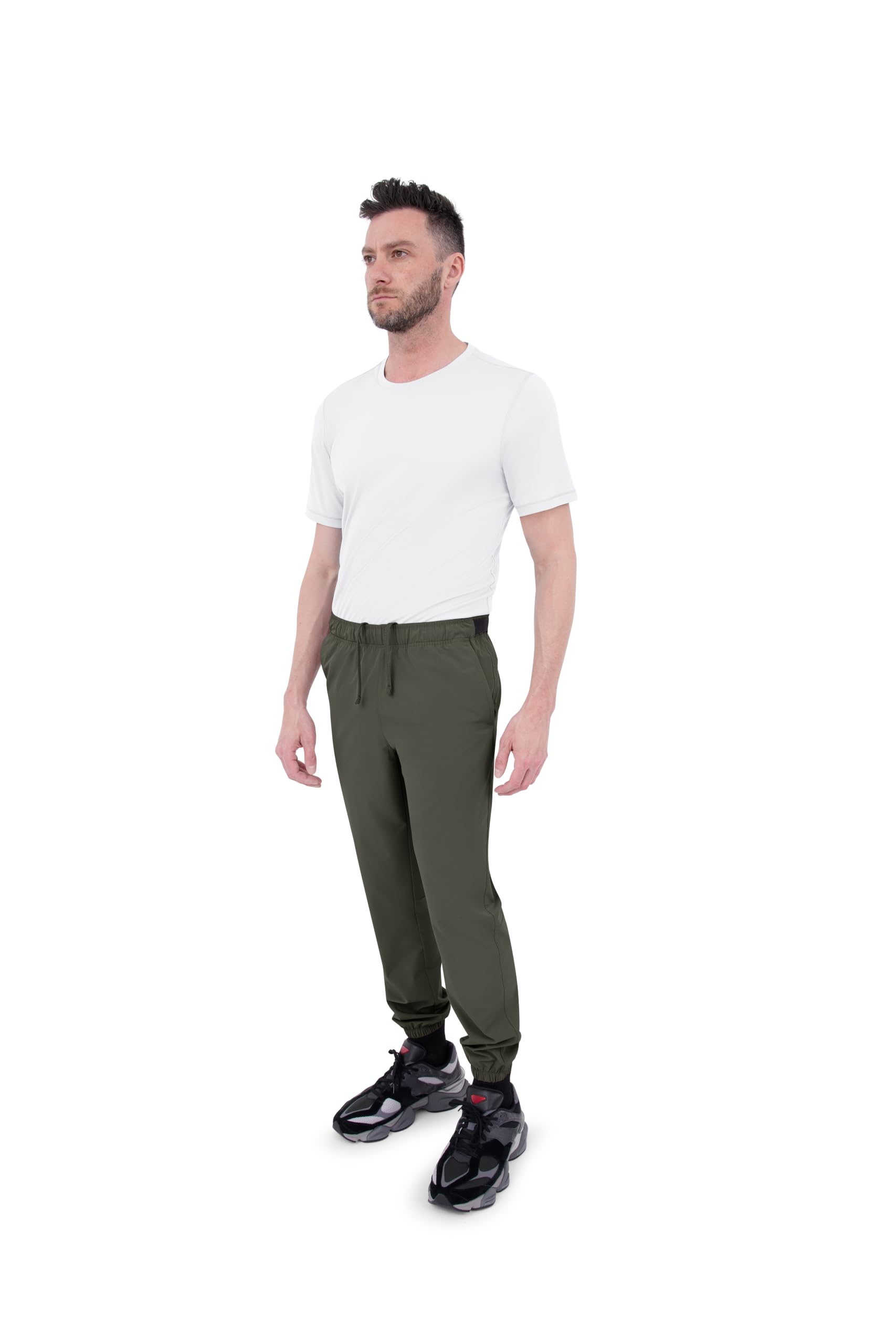 Skora Men's Woven Stretch Running Joggers with Back Zip and Side Pockets