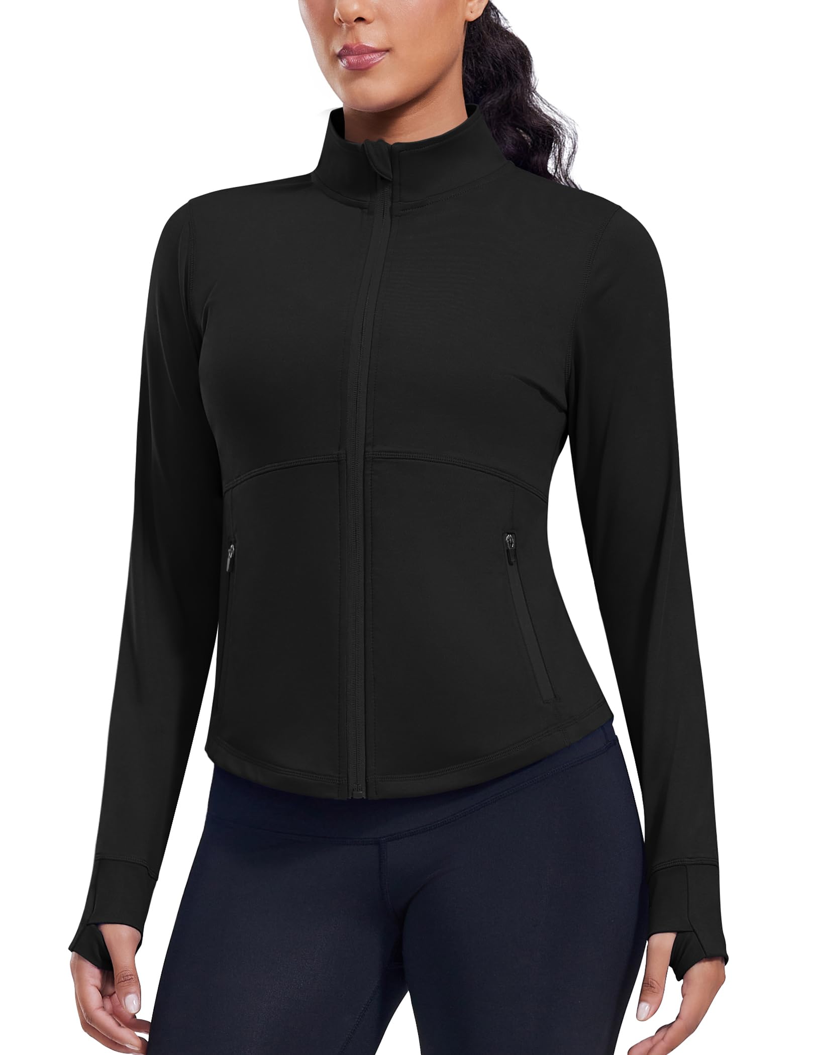 PINSPARK Women’s Cropped Lightweight Full-Zip Running Jacket