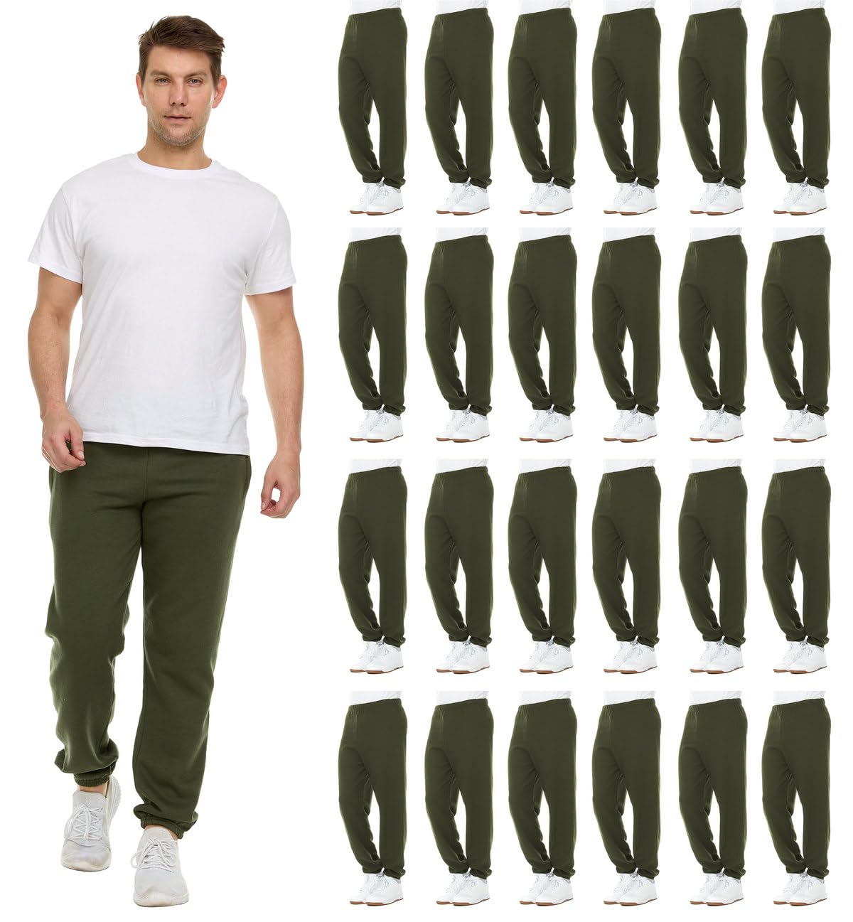 BILLIONHATS 24 Pack Adult Joggers Pants, Mixed Assortment Colorful Jogger Bulk Sweatpants Wholesale for Donations, Homeless