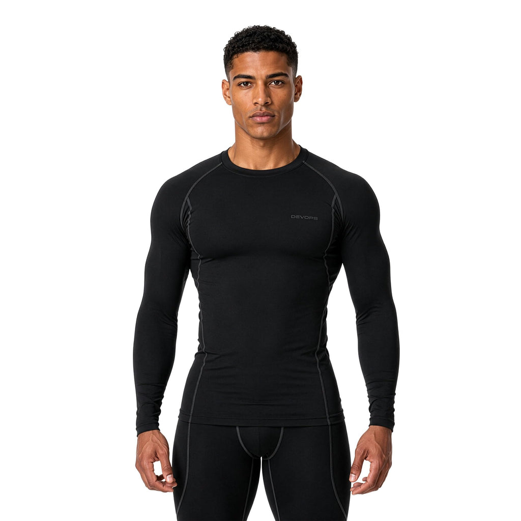 DEVOPS 3 Pack Men's Cool Dry Compression Baselayer Long Sleeve Shirts Top