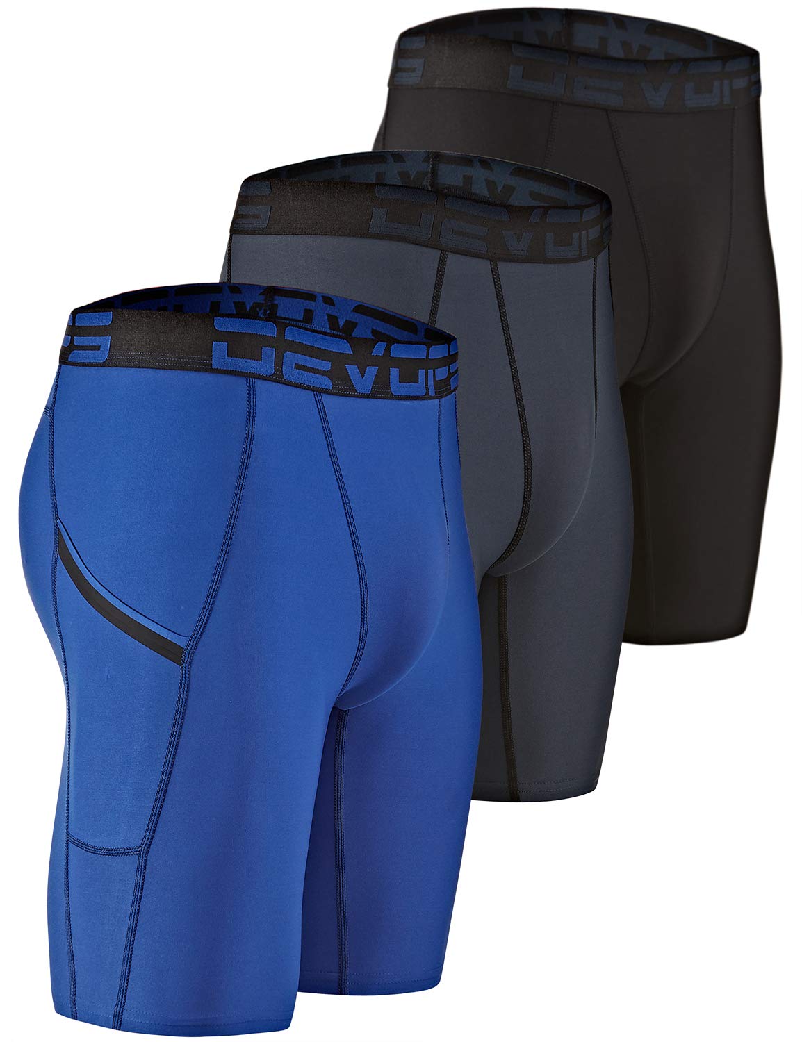 DEVOPS 3 or 5 Pack Men's Compression Shorts with Pocket/Non-Pocket