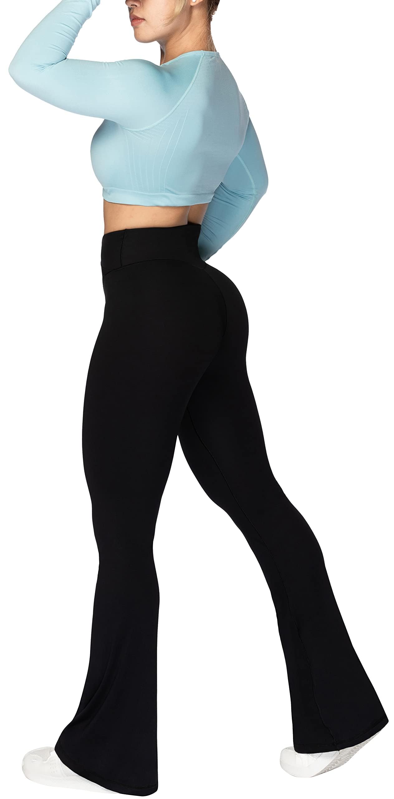 Sunzel Women’s Crossover High-Waist Flare Yoga Leggings