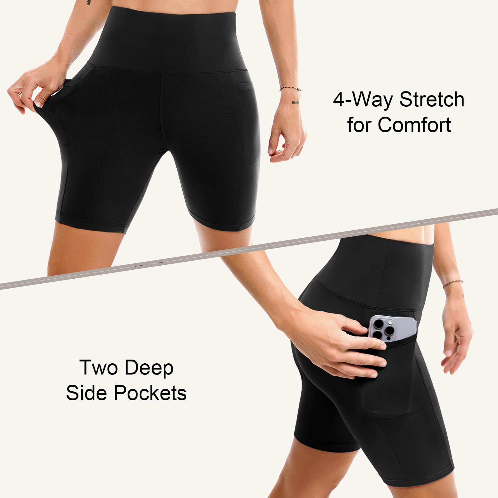 Leafigure 2 Pack Womens Biker Shorts with Pockets 6"