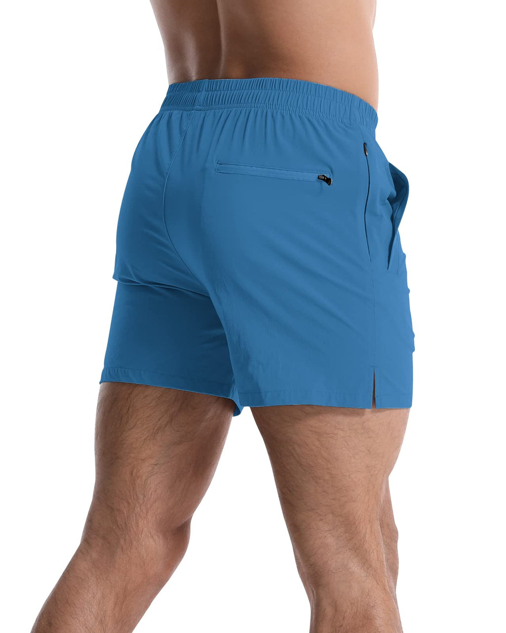 Lempue 2 Pack Mens Athletic Shorts 5" Gym Workout Running Zipper Pockets