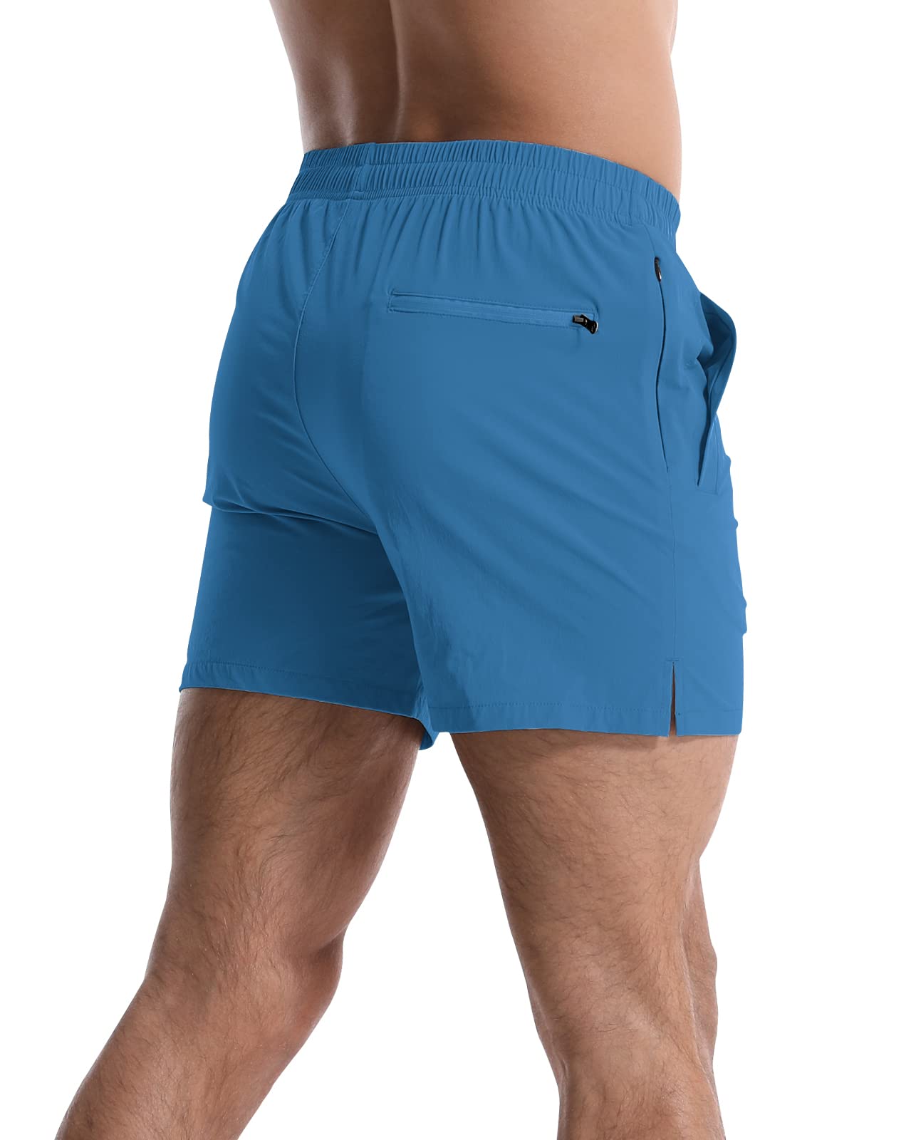 Lempue 2 Pack Mens Athletic Shorts 5" Gym Workout Running Zipper Pockets