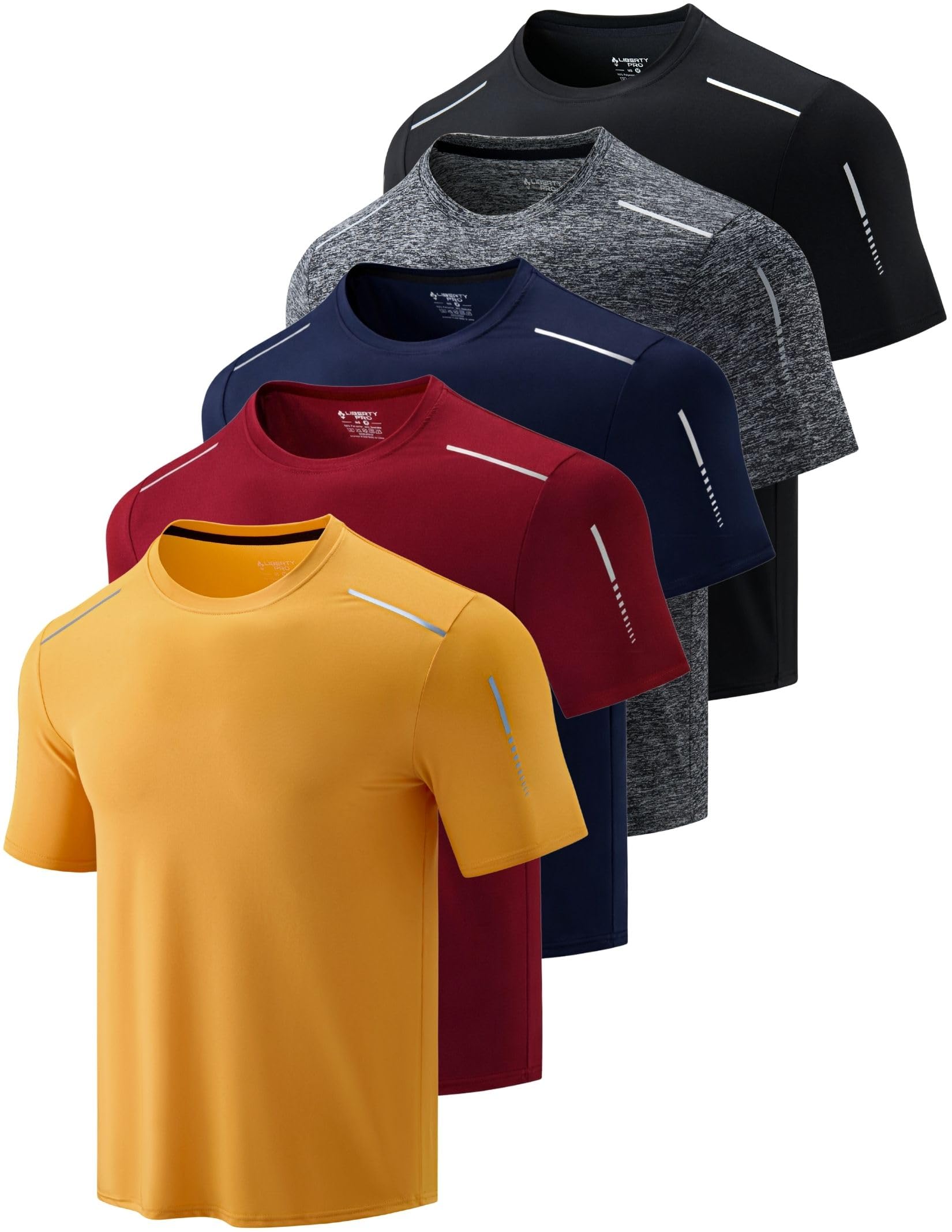 Men’s 5-Pack Quick-Dry Athletic Training T-Shirts
