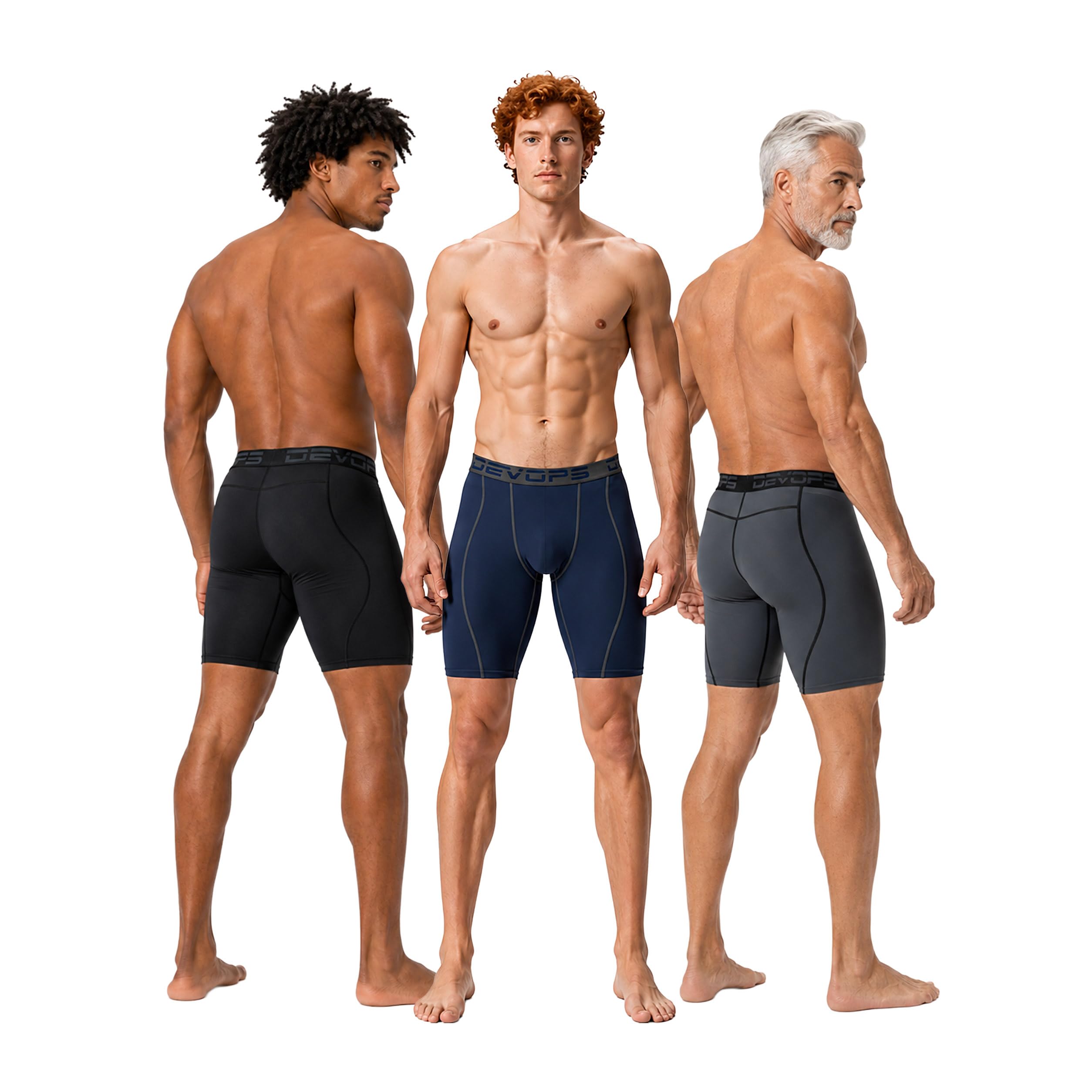 DEVOPS 3 or 5 Pack Men's Compression Shorts with Pocket/Non-Pocket