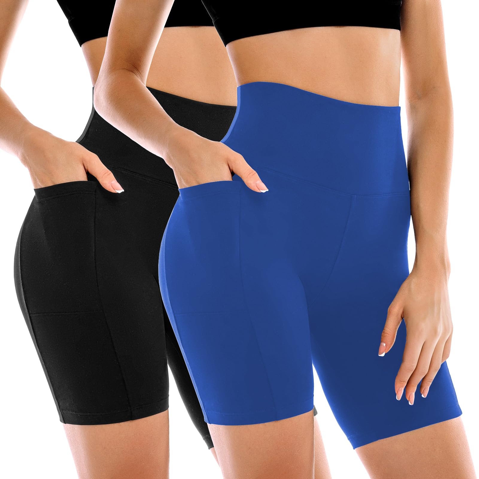 Leafigure 2 Pack Womens Biker Shorts with Pockets 6"