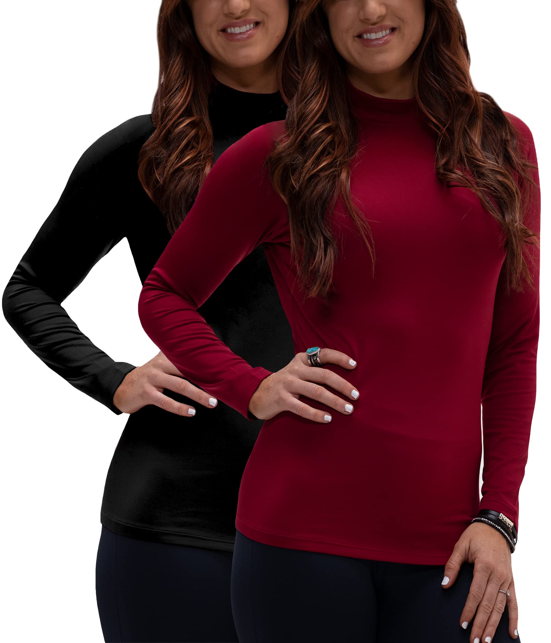 DEVOPS Women’s 2-Pack Thermal Turtleneck Compression Tops