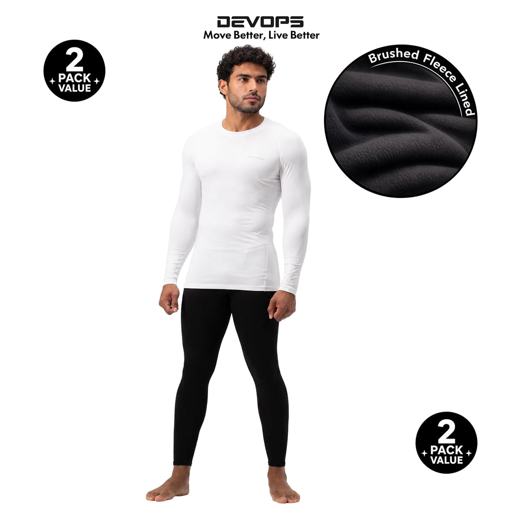 DEVOPS Men’s Fleece Thermal Compression Base Layer Pants