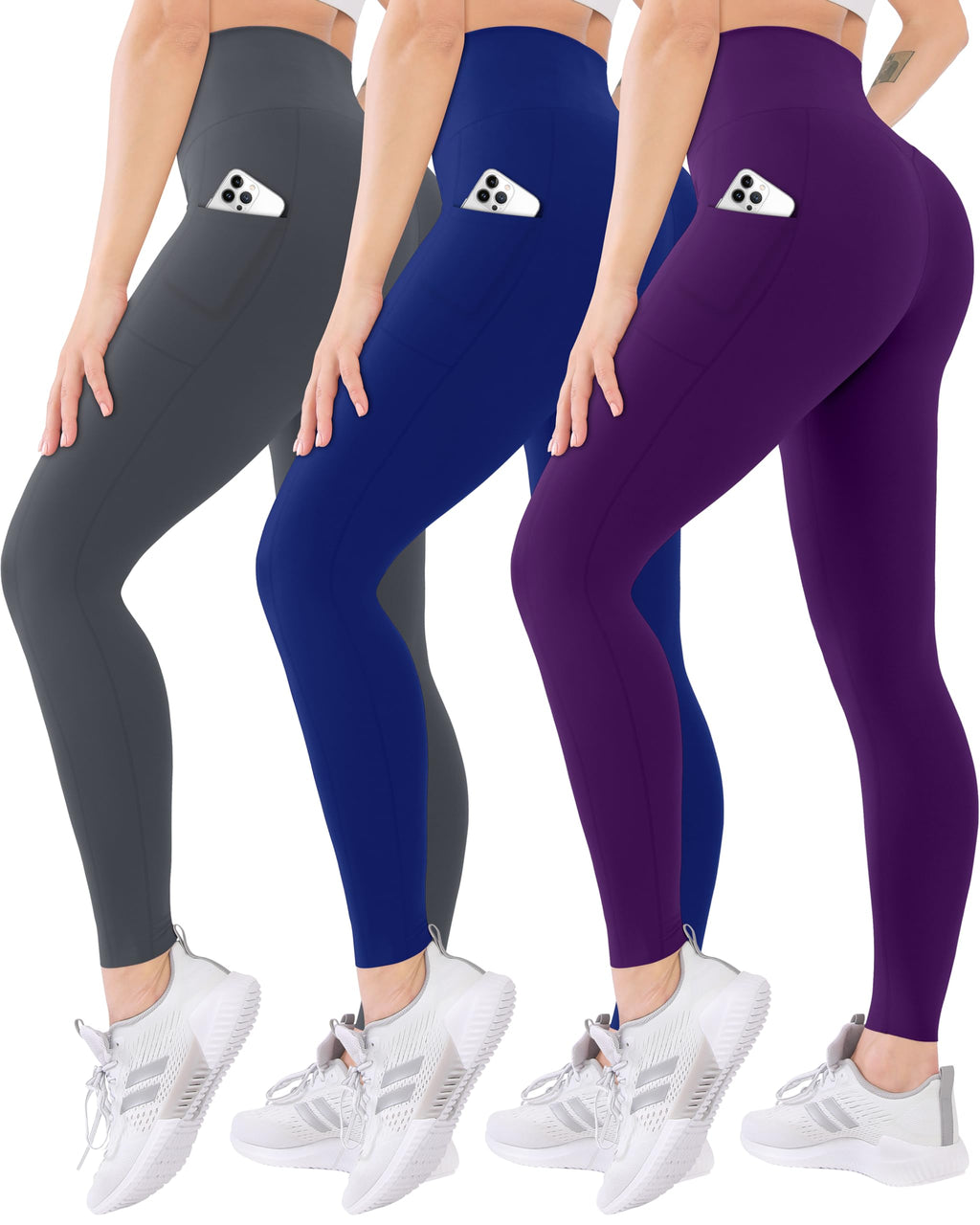 Blisset Women’s 3-Pack High-Waist Pocket Yoga Leggings