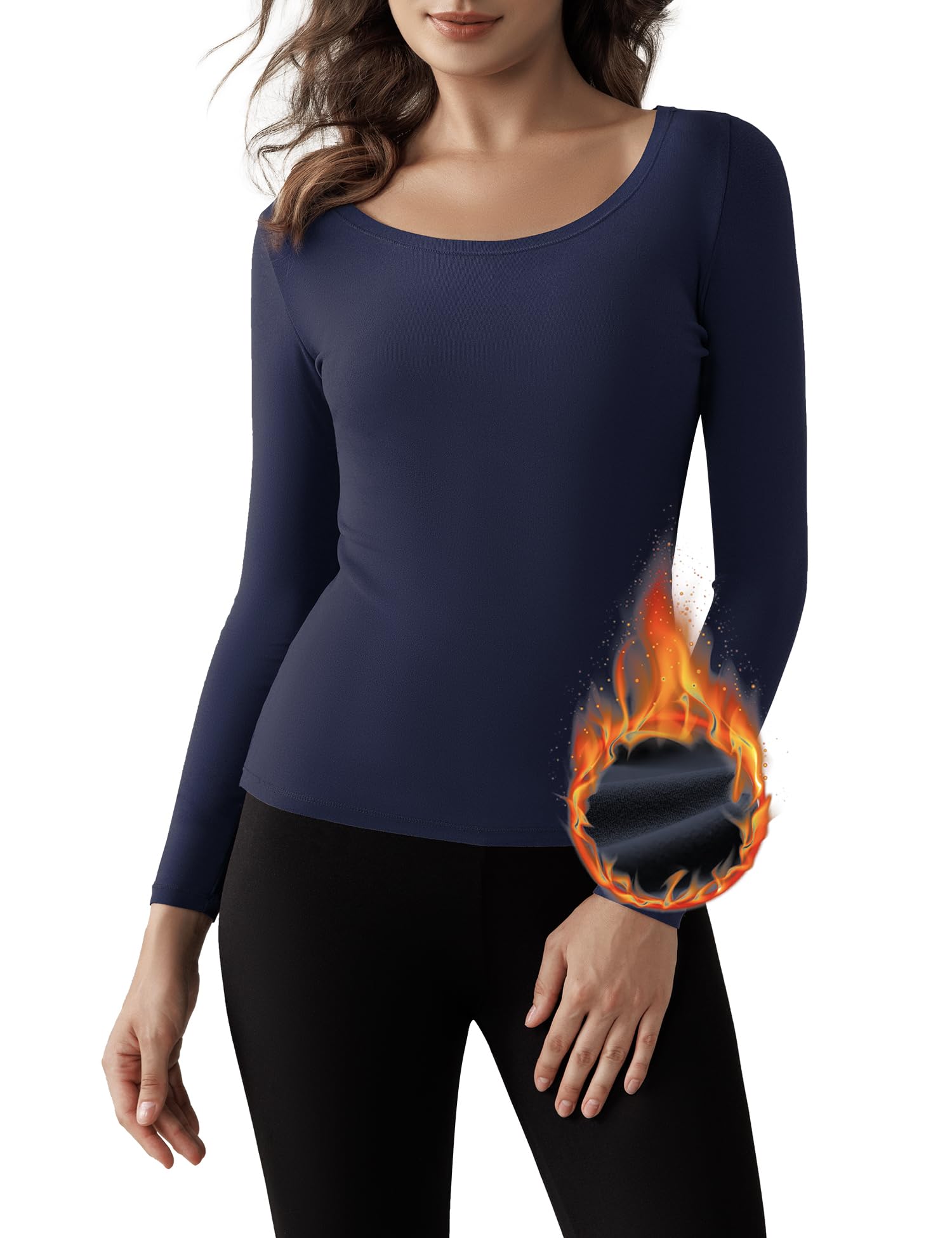Bonneuitbebe Women’s Fleece-Lined Thermal Long-Sleeve Shirt