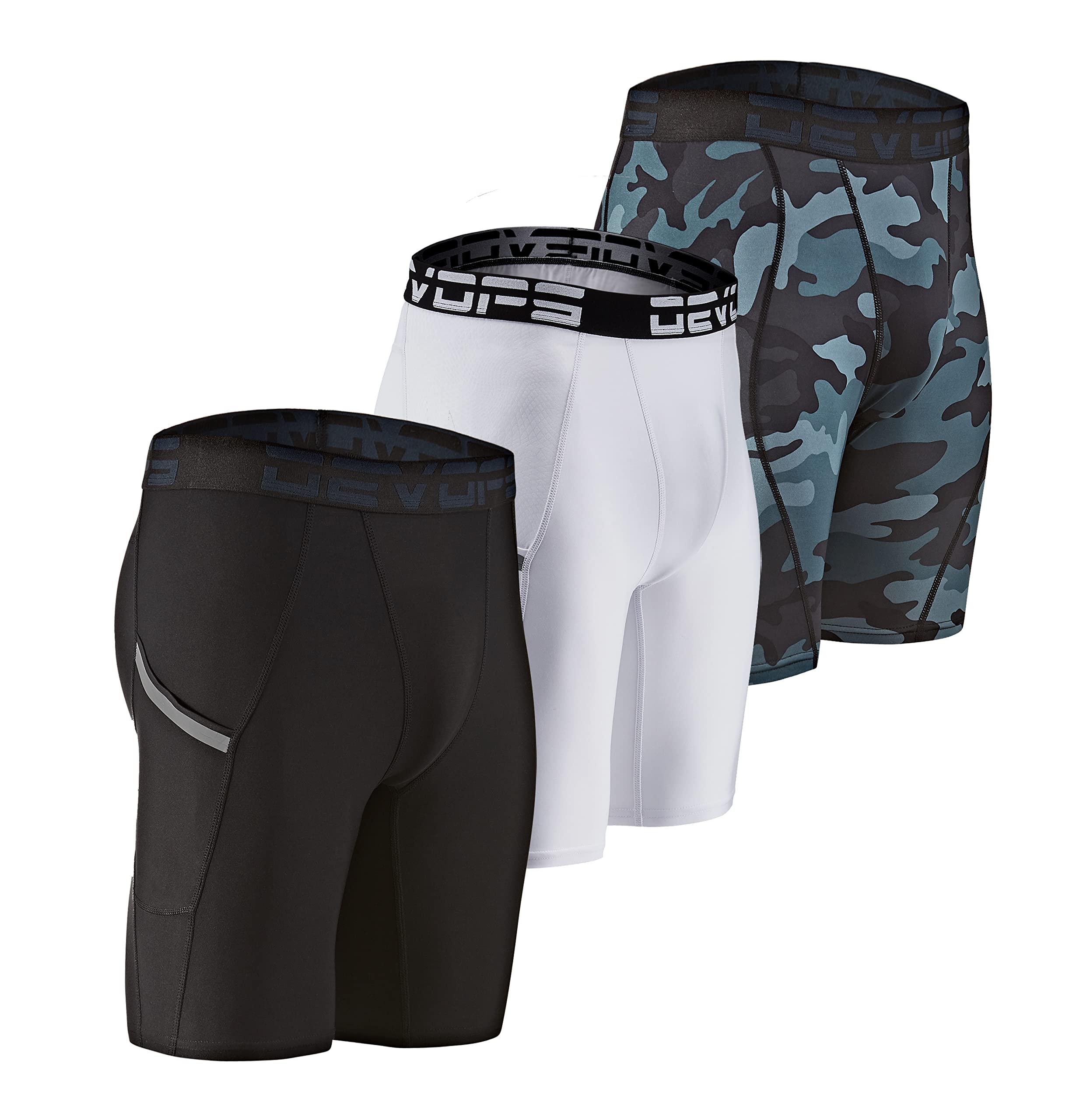 DEVOPS 3 or 5 Pack Men's Compression Shorts with Pocket/Non-Pocket