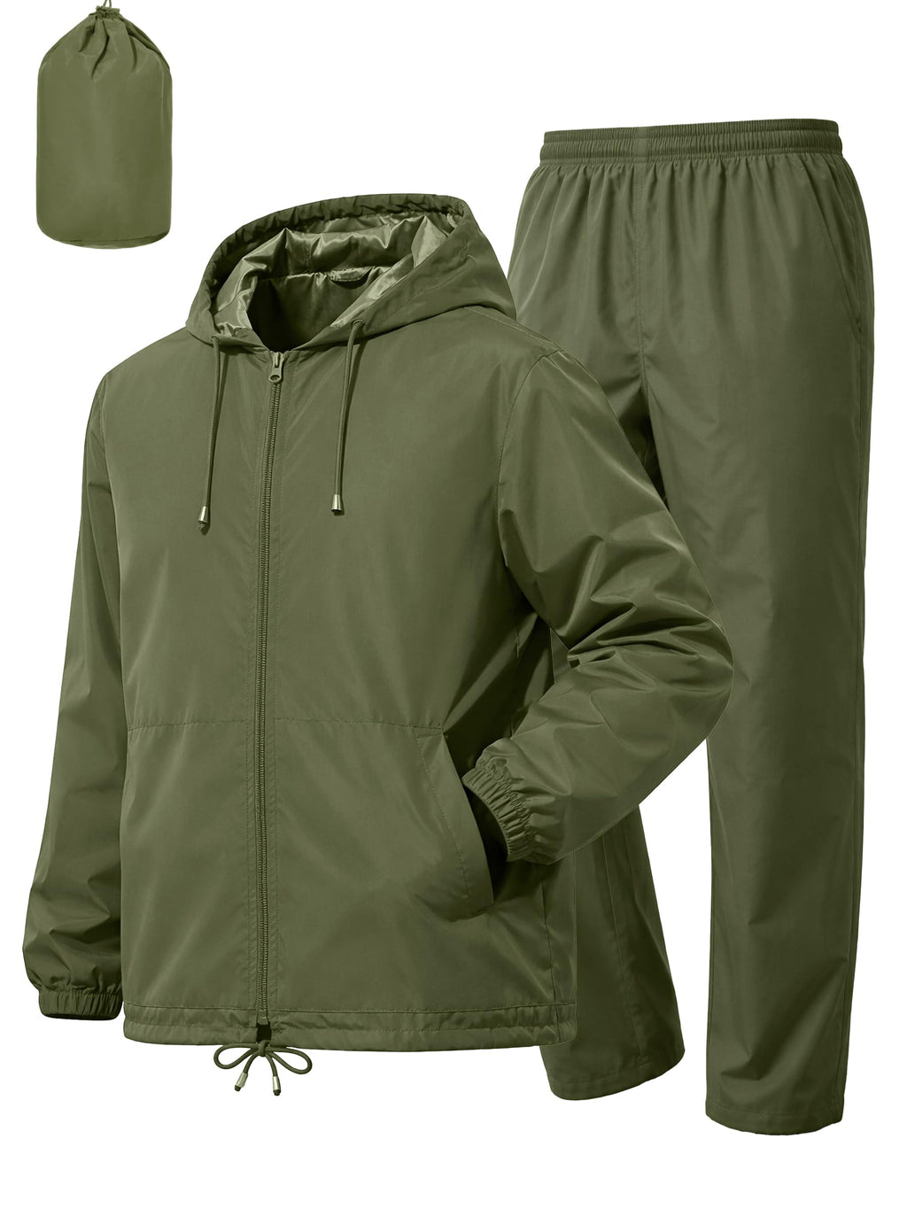 UIQUR Men’s 2-Piece Waterproof Rain Jacket & Pants Set
