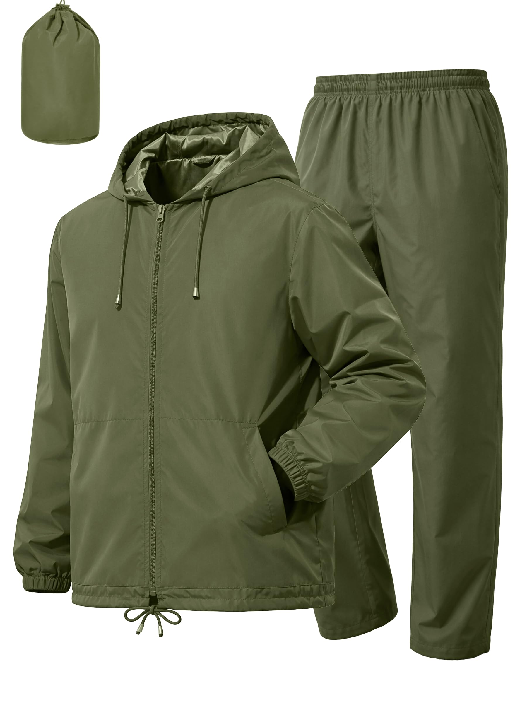 UIQUR Men’s 2-Piece Waterproof Rain Jacket & Pants Set