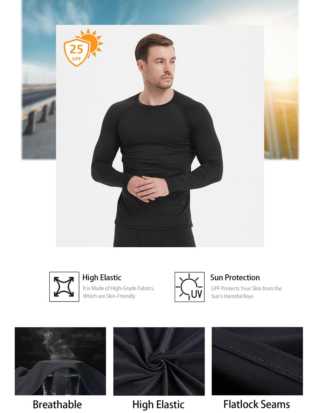 Dalavch Men’s Long-Sleeve Compression Training Shirts