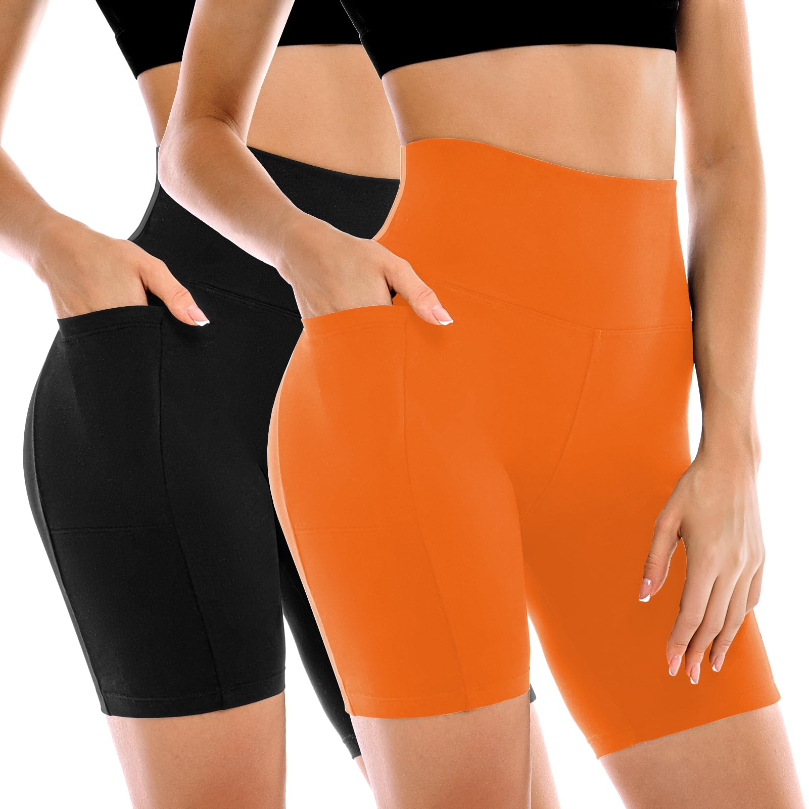 Leafigure 2 Pack Womens Biker Shorts with Pockets 6"