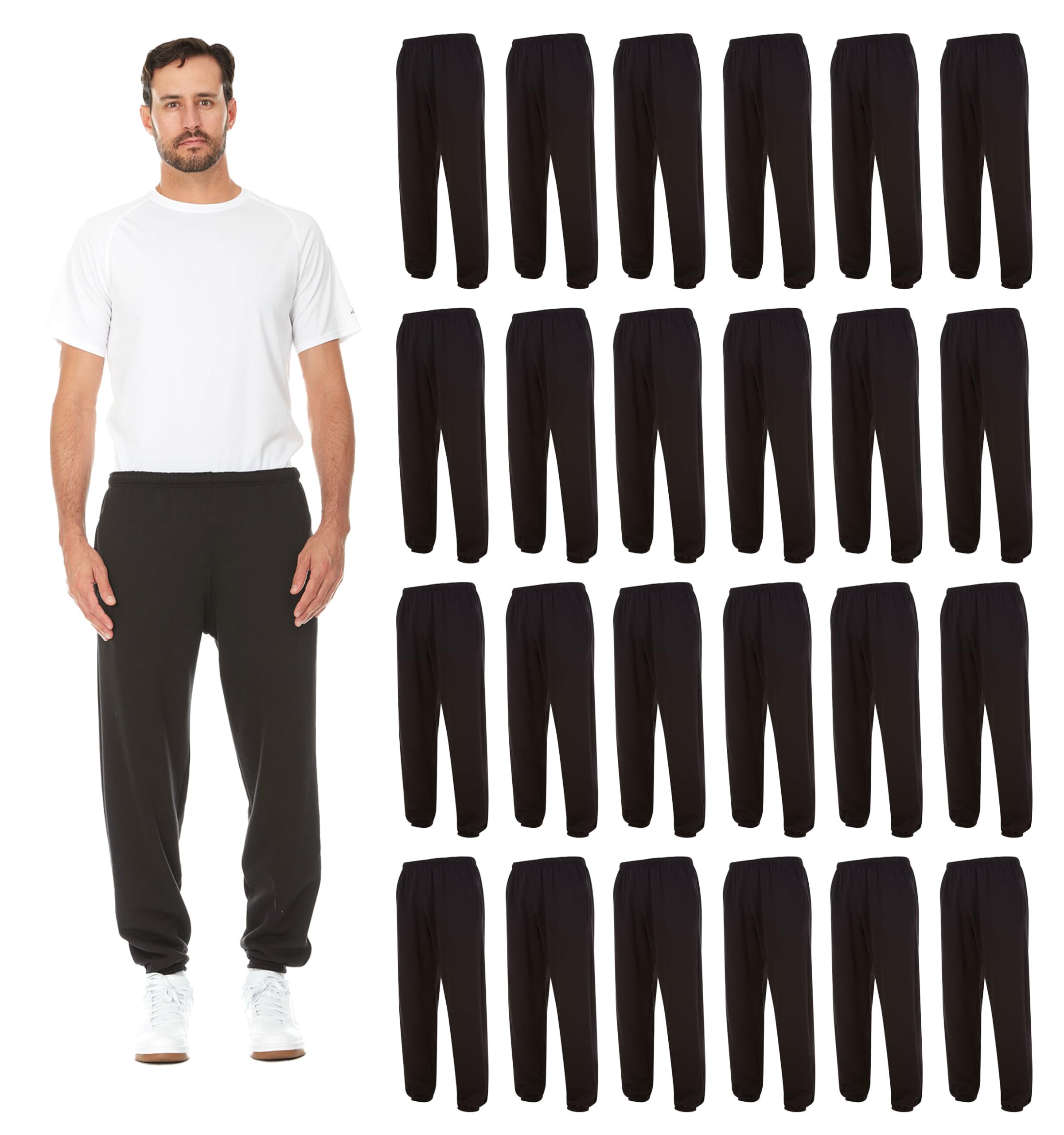 BILLIONHATS 24 Pack Adult Joggers Pants, Mixed Assortment Colorful Jogger Bulk Sweatpants Wholesale for Donations, Homeless