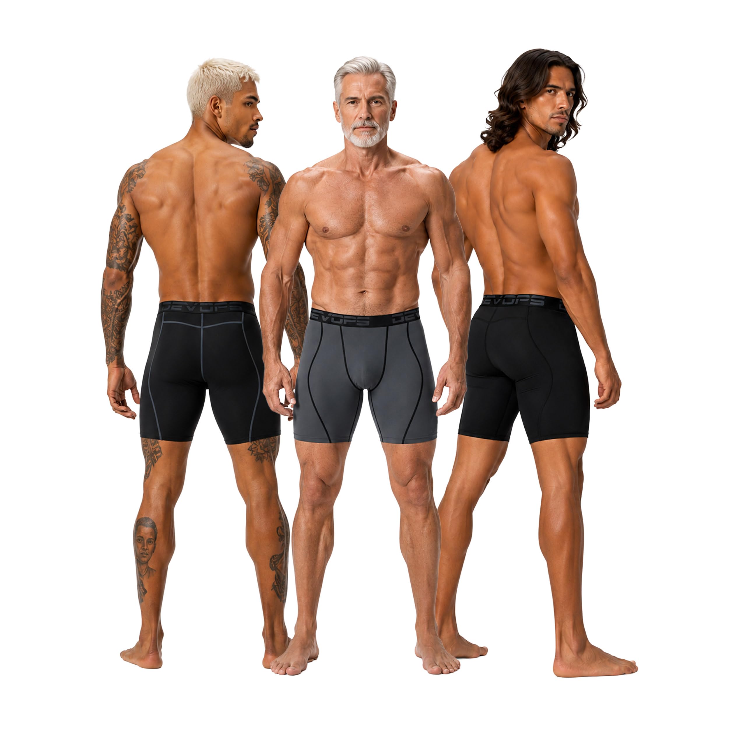 DEVOPS 3 or 5 Pack Men's Compression Shorts with Pocket/Non-Pocket