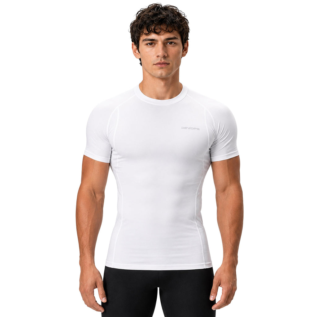 DEVOPS 3 Pack Men's Cool Dry Compression Baselayer Short Sleeve Shirts Top
