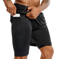 TENJOY Men's 2 in 1 Running Shorts 5 in or 7 in Quick Dry Gym Athletic Workout Shorts for Men with Phone Pockets