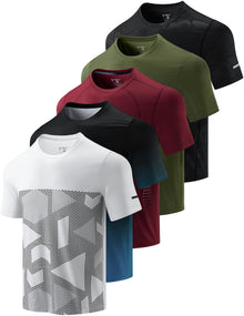 Men’s 5-Pack Quick-Dry Athletic Training T-Shirts
