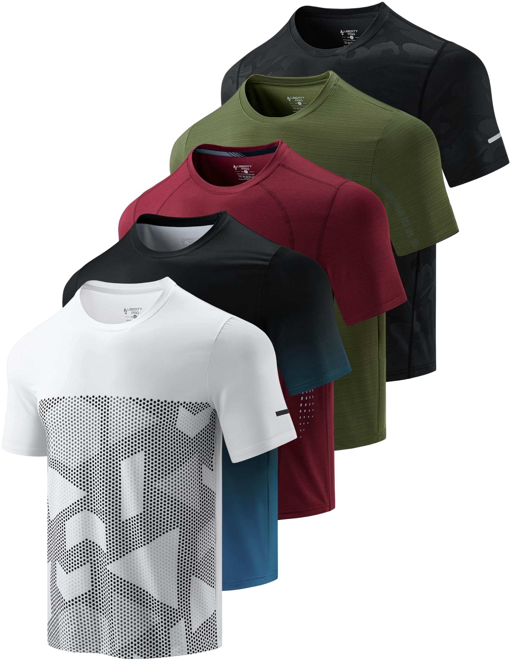 Men’s 5-Pack Quick-Dry Athletic Training T-Shirts