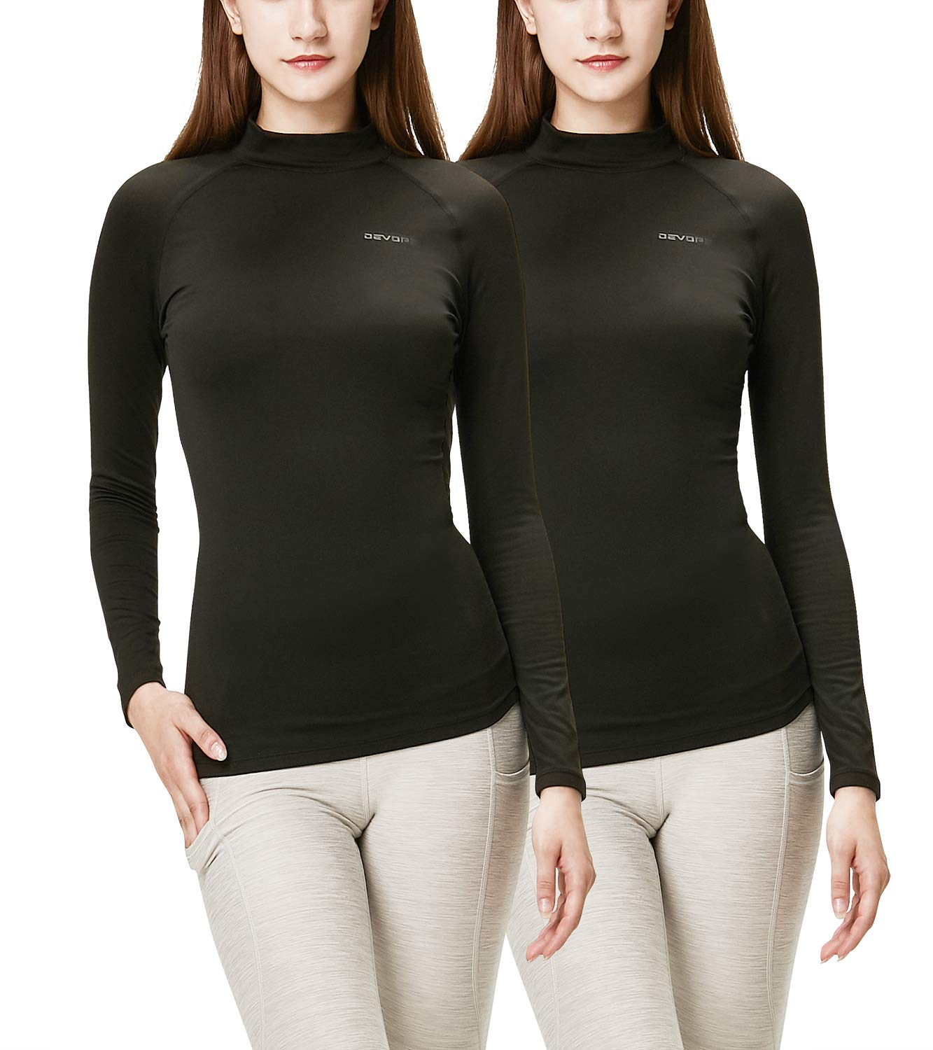 DEVOPS Women’s 2-Pack Thermal Turtleneck Compression Tops