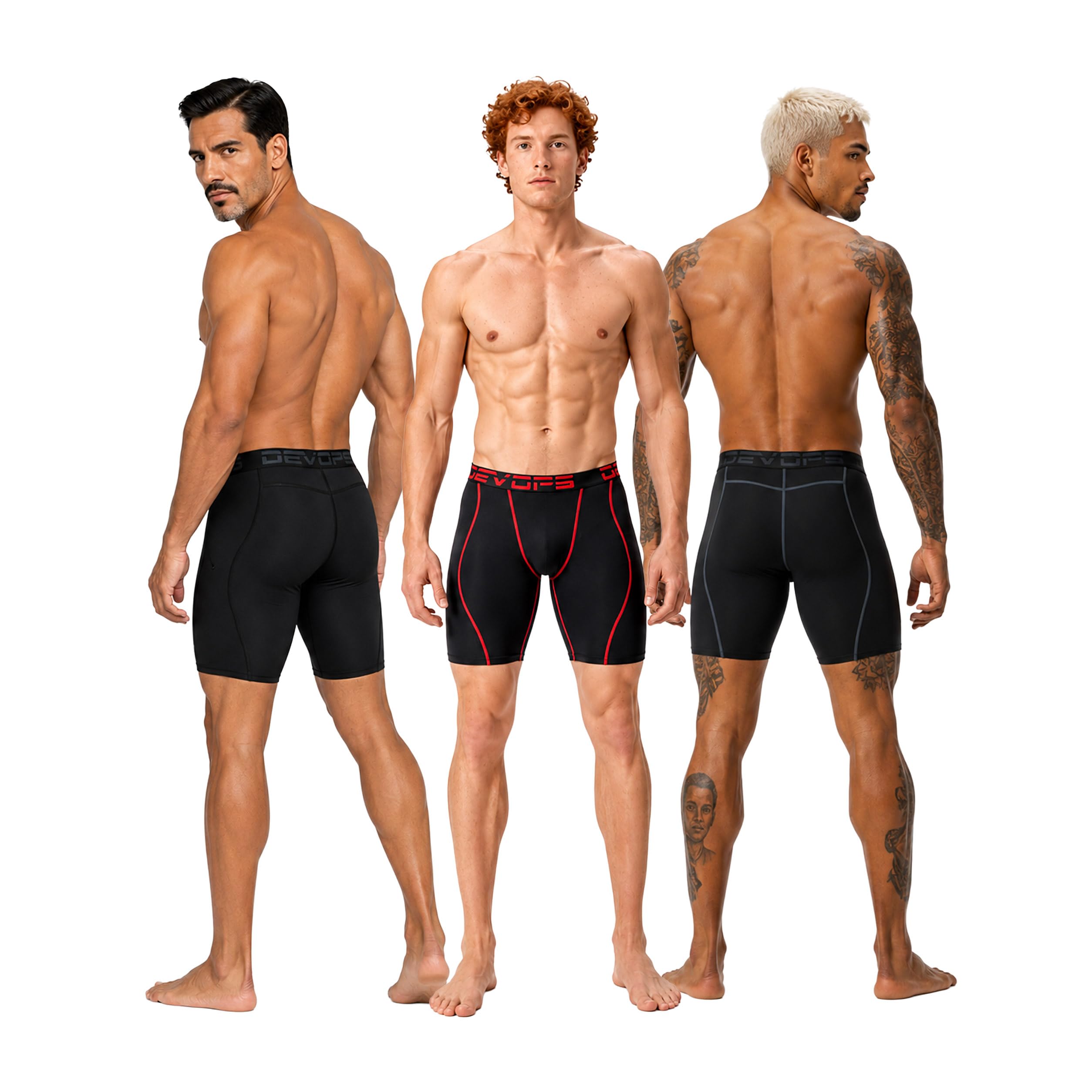 DEVOPS 3 or 5 Pack Men's Compression Shorts with Pocket/Non-Pocket