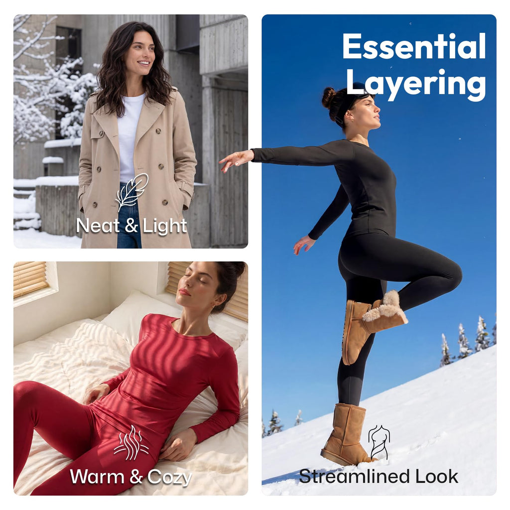 Women’s Fleece-Lined Thermal Long Johns Underwear Set