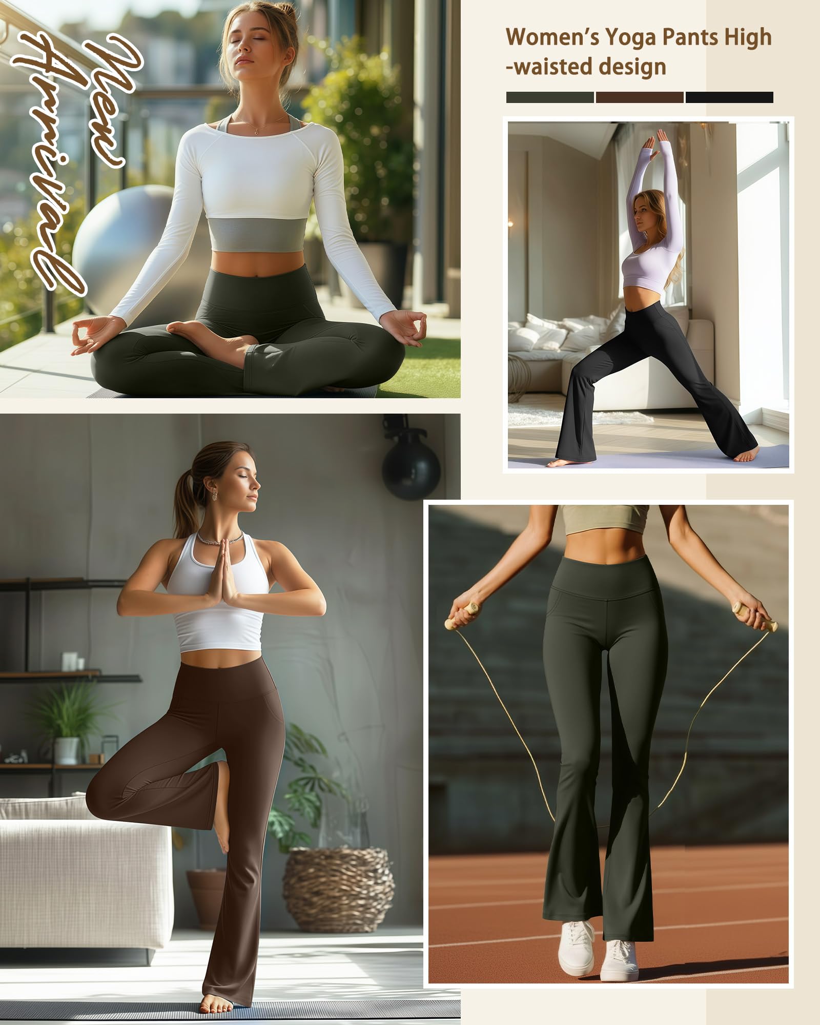 Sweetyweee Women’s 3-Pack Flare Yoga Leggings