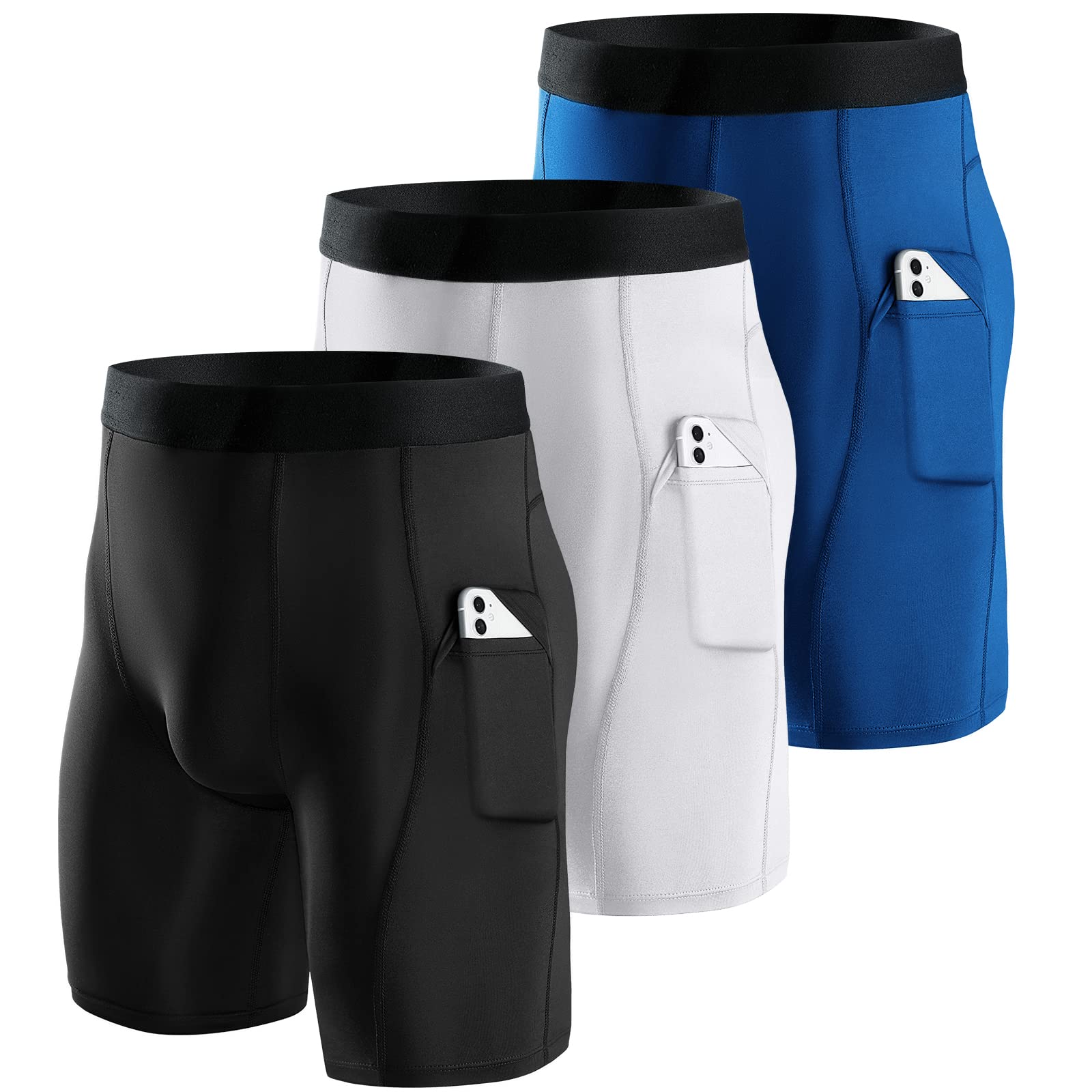 Niksa Compression Shorts Men 2/3 Pack, Compression Underwear for Men Athletic Shorts, Running Workout Fitness Shorts