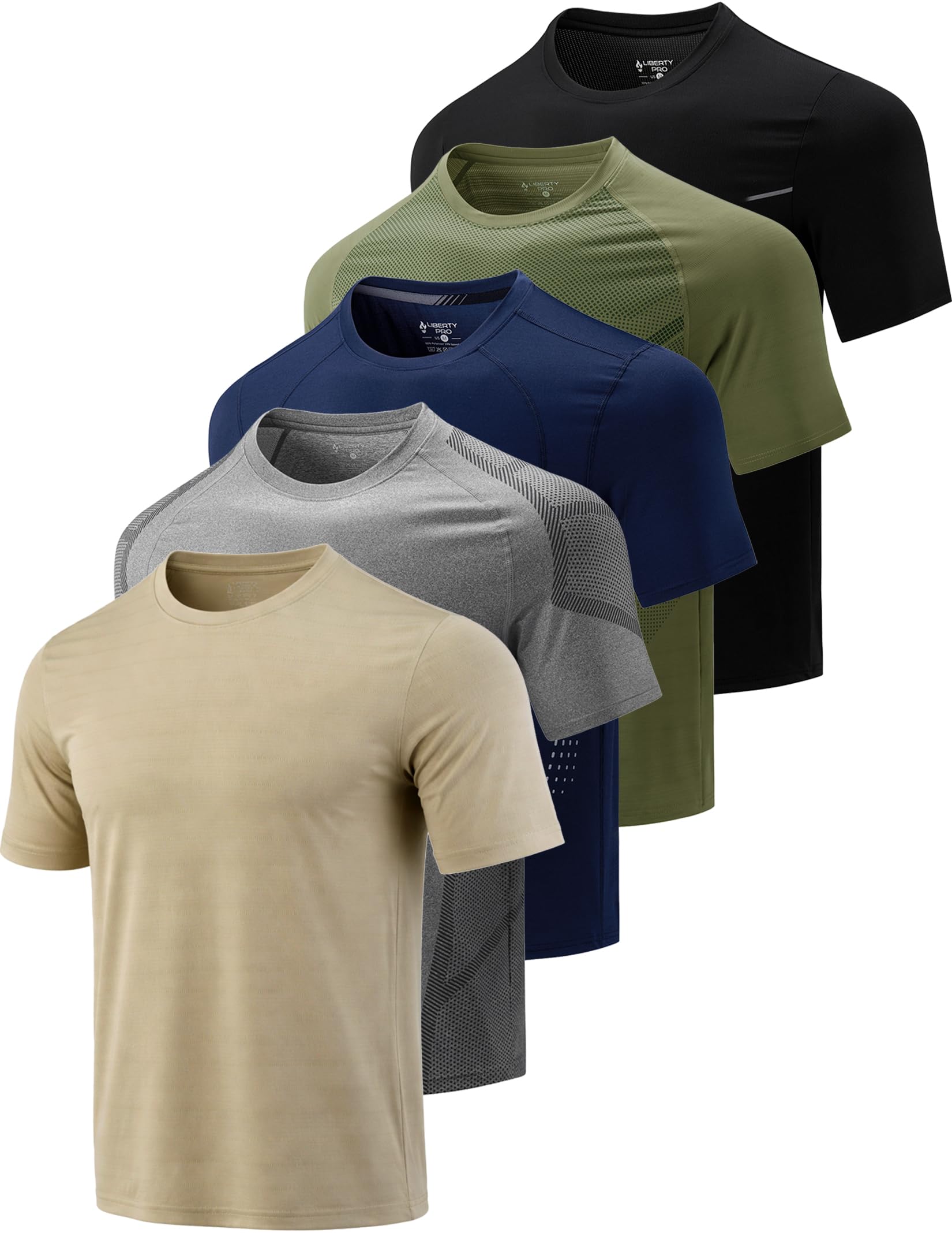 Men’s 5-Pack Quick-Dry Athletic Training T-Shirts
