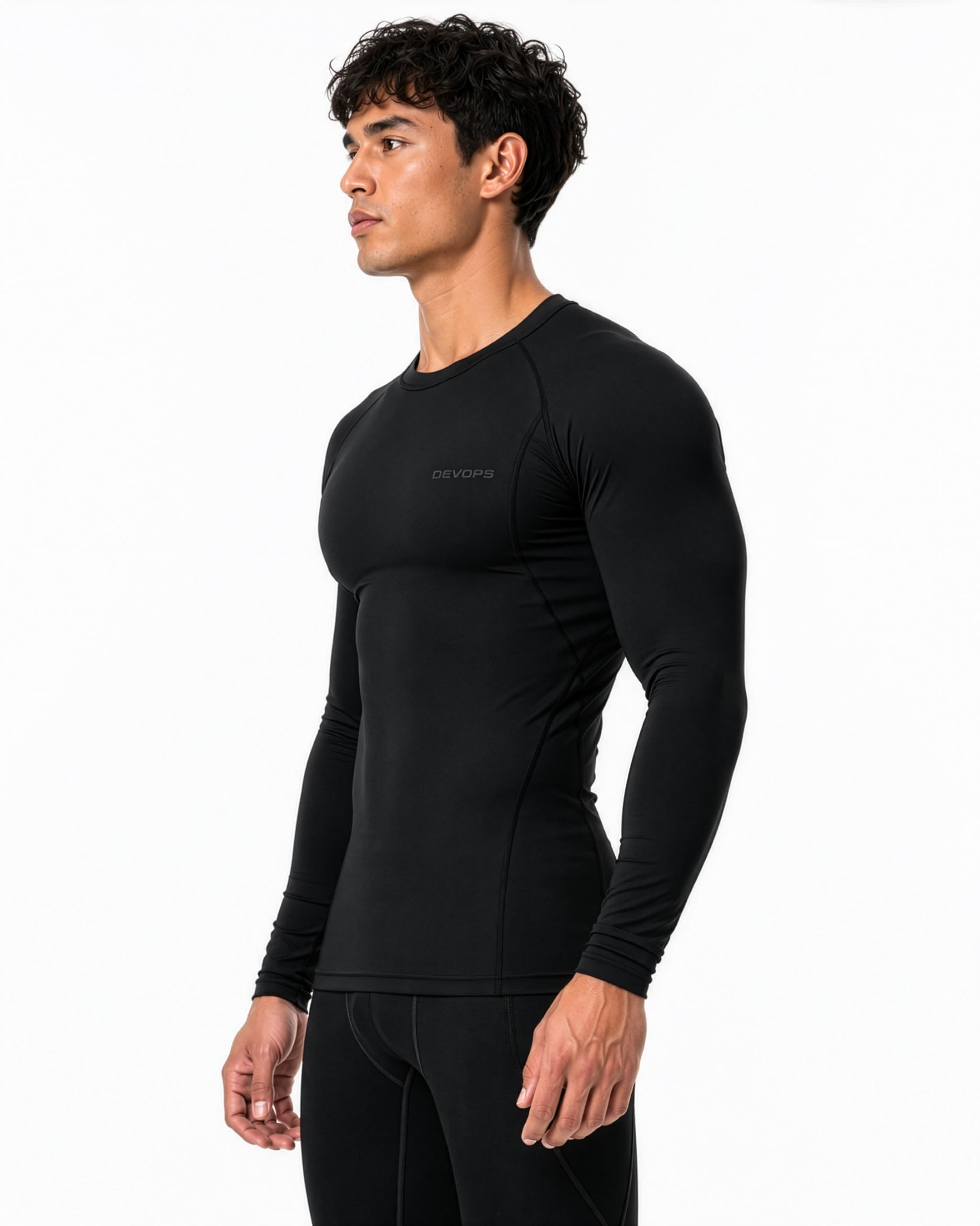 DEVOPS 3 Pack Men's Cool Dry Compression Baselayer Long Sleeve Shirts Top