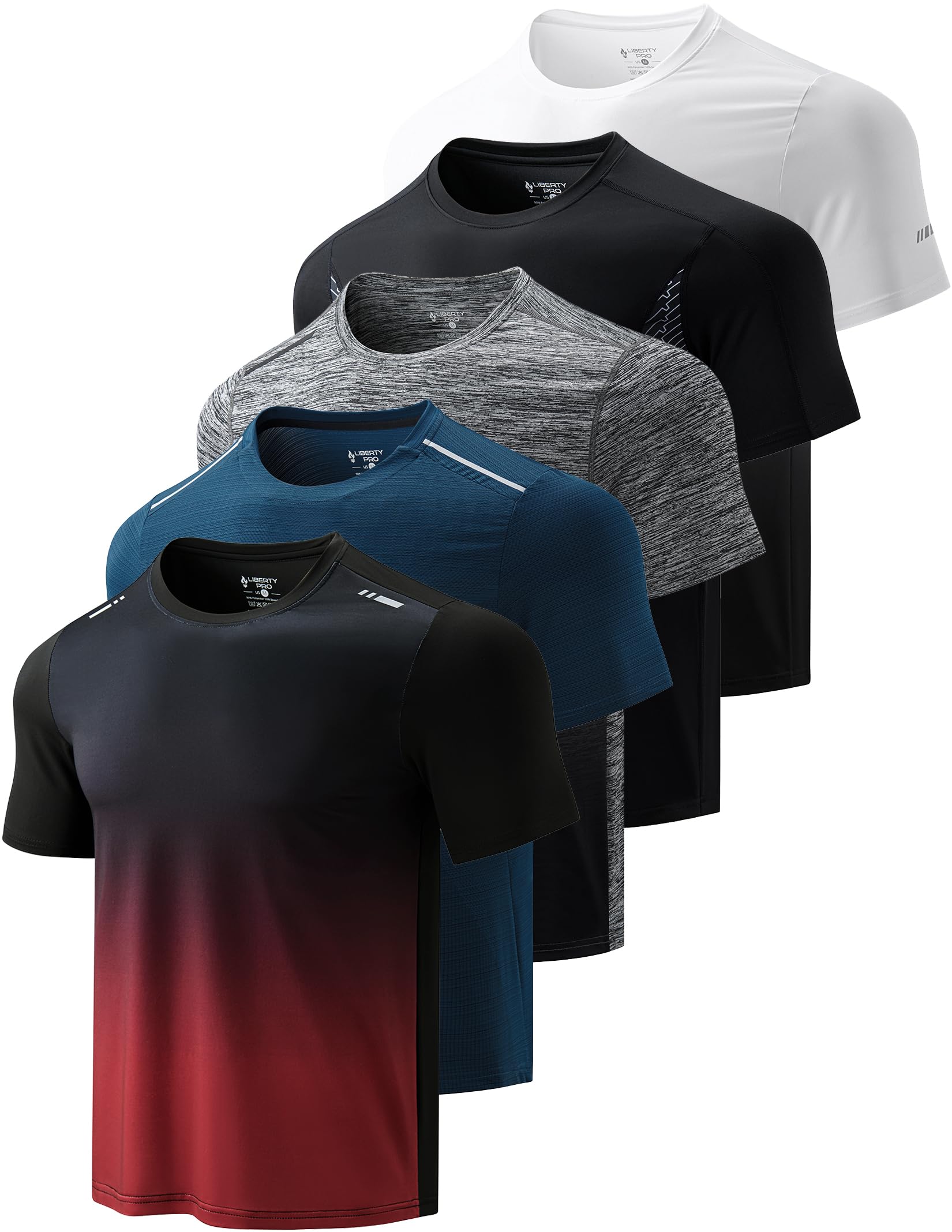 Men’s 5-Pack Quick-Dry Athletic Training T-Shirts