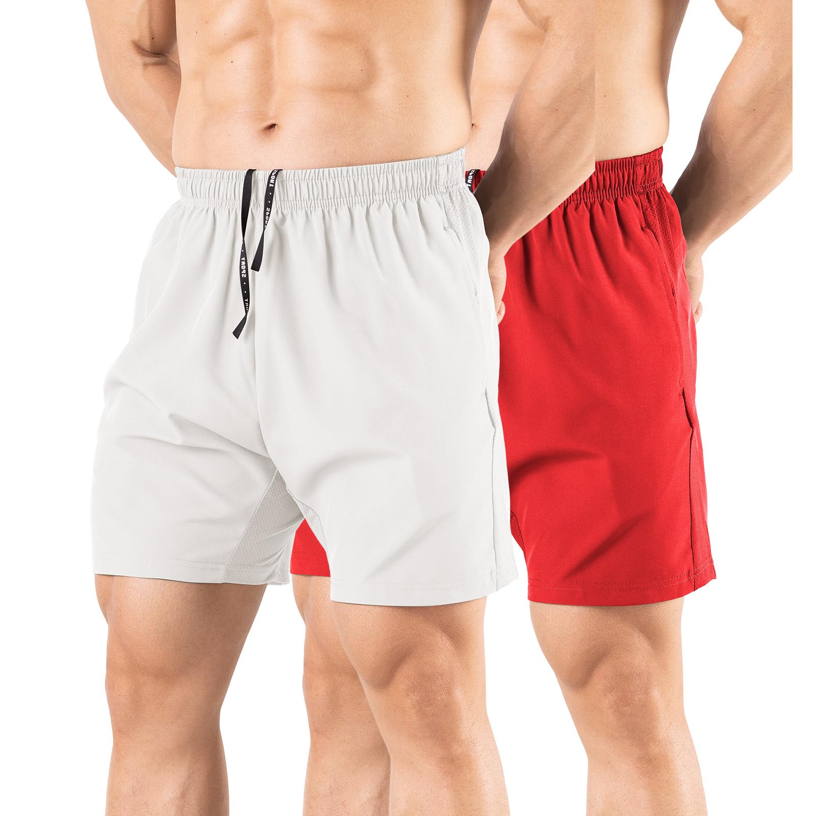 Gaglg Men's 5" Running Shorts 2 Pack Quick Dry Athletic Workout Gym Shorts with Zipper Pockets