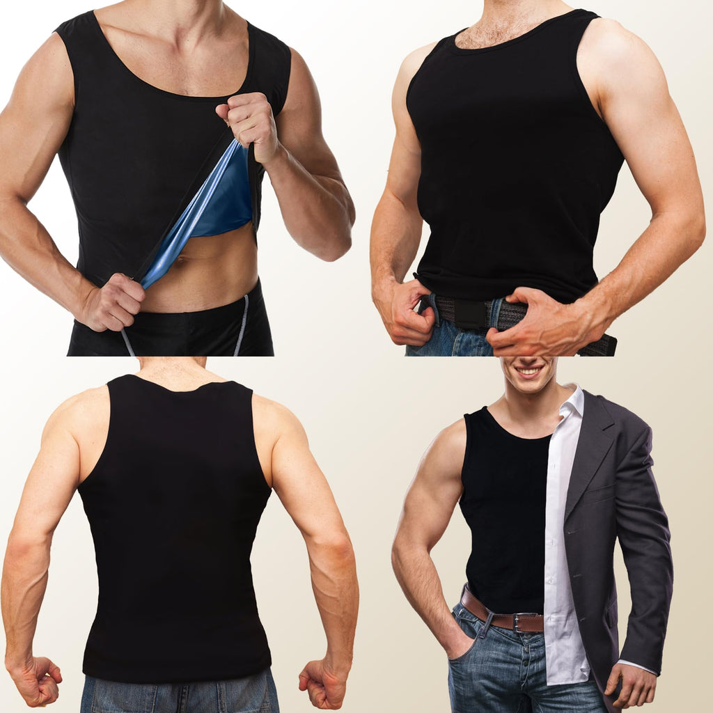 Everfion Sauna Vest for Men Waist Trainer, Sleeveless Mens Sweat Sauna Suit Shirt Compression Tank Top