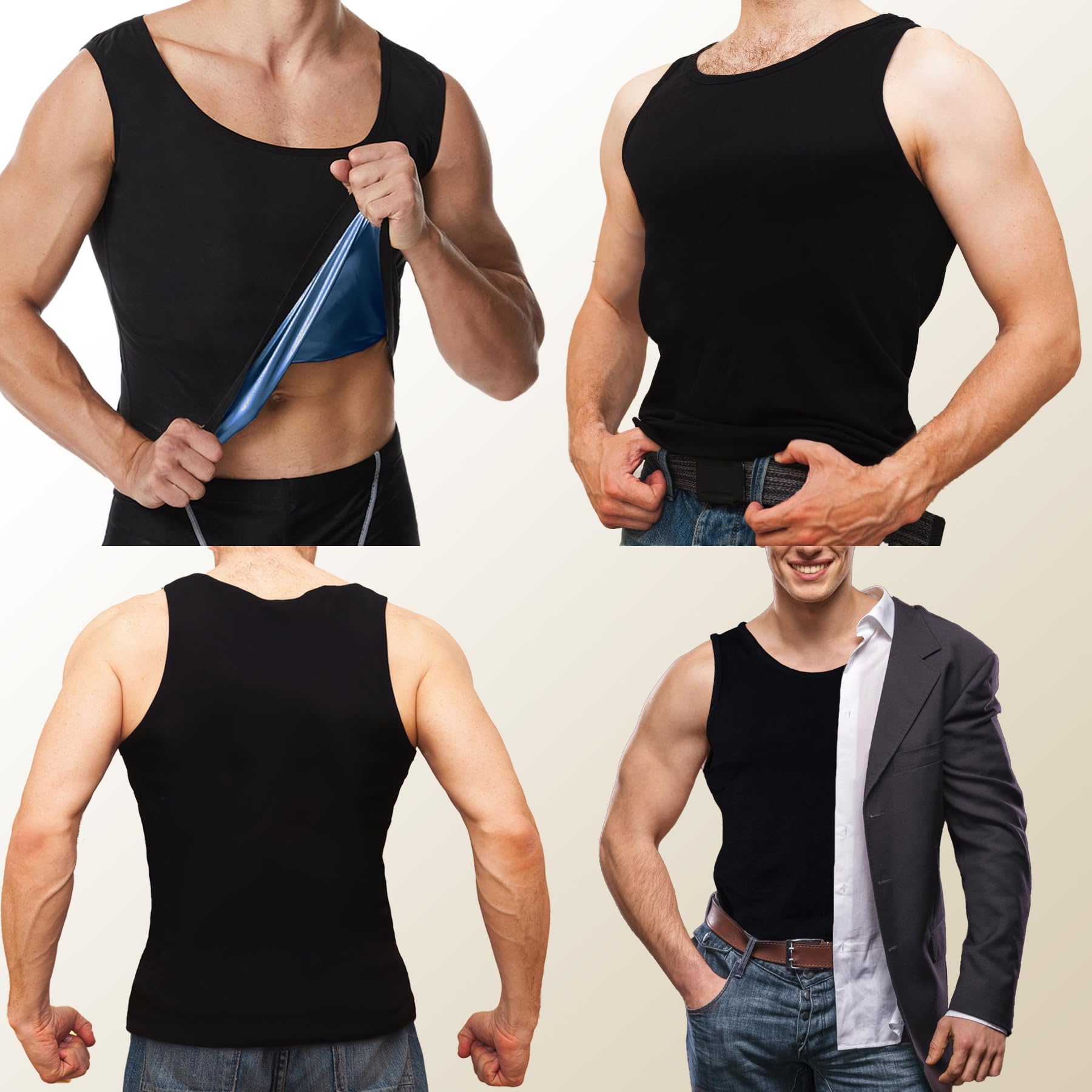 Everfion Sauna Vest for Men Waist Trainer, Sleeveless Mens Sweat Sauna Suit Shirt Compression Tank Top