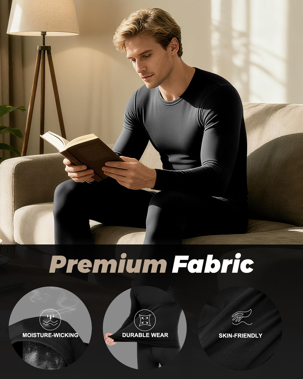 Men’s Fleece-Lined Thermal Long Johns Underwear Set