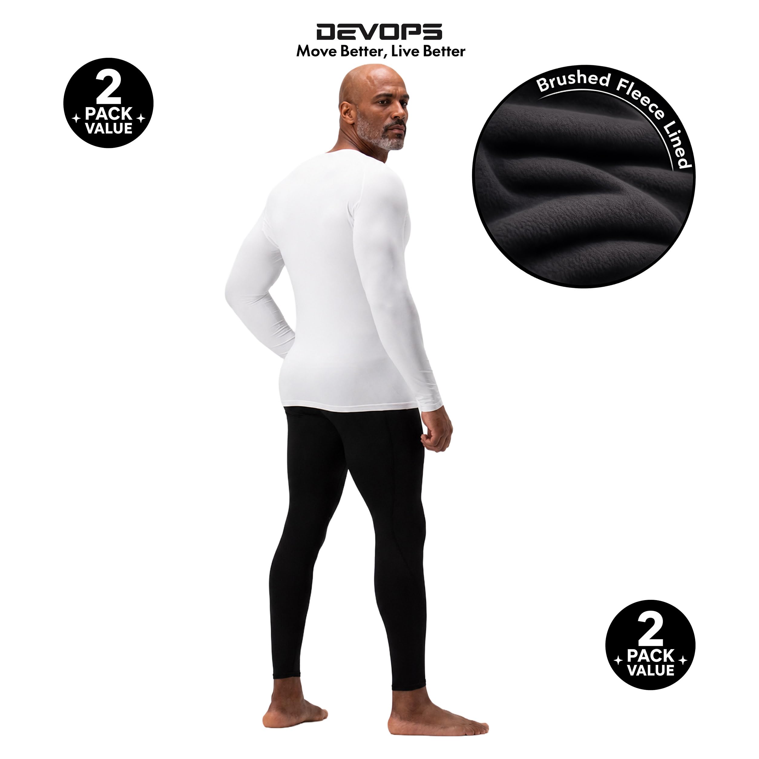 DEVOPS Men’s Fleece Thermal Compression Base Layer Pants