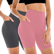 Leafigure Women’s 2-Pack 6-Inch Biker Shorts with Pockets