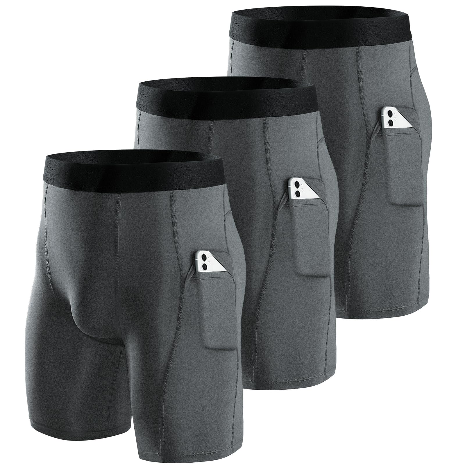 Niksa Compression Shorts Men 2/3 Pack, Compression Underwear for Men Athletic Shorts, Running Workout Fitness Shorts